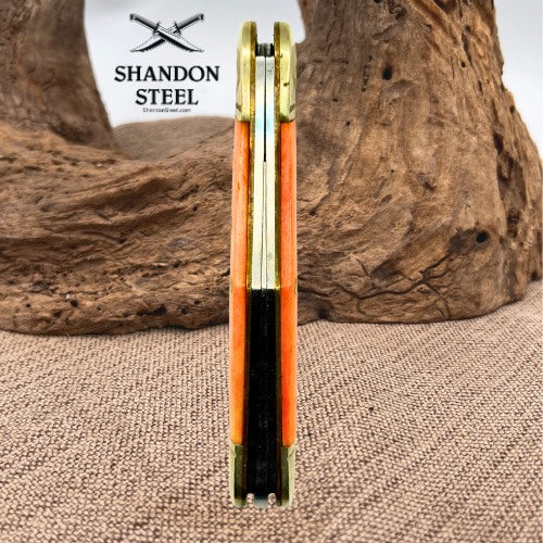ROUGH RIDER KNIVES ORANGE SMOOTH BONE CENTER SWELL WHITTLER POCKET KNIFE (150)