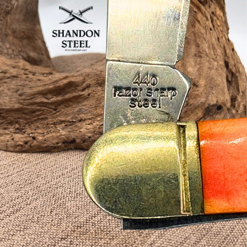 ROUGH RIDER KNIVES ORANGE SMOOTH BONE CENTER SWELL WHITTLER POCKET KNIFE (150)