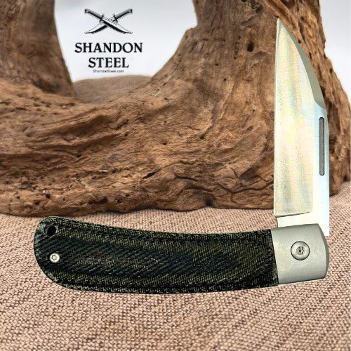 Rough Rider APTA Folder VG-10 Wharncliffe Blade Blue Micarta Folding Knife (201)