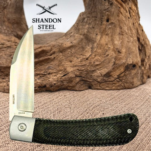 Rough Rider APTA Folder VG-10 Wharncliffe Blade Blue Micarta Folding Knife (201)