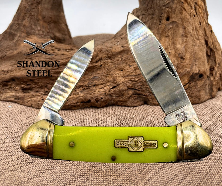 Rough Rider Canoe RR1514 Moon Glow (Glow In The Dark) Handles Pocket Knife (54)