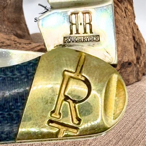Rough Ryder RR2188 Denim Micarta 2 Blade Copperhead Pocket Knife Blue Micarta