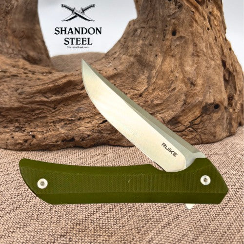 Ruike P121-G Folding Flipper Stainless Stl Drop Point EDC Pocket Knife Green G10