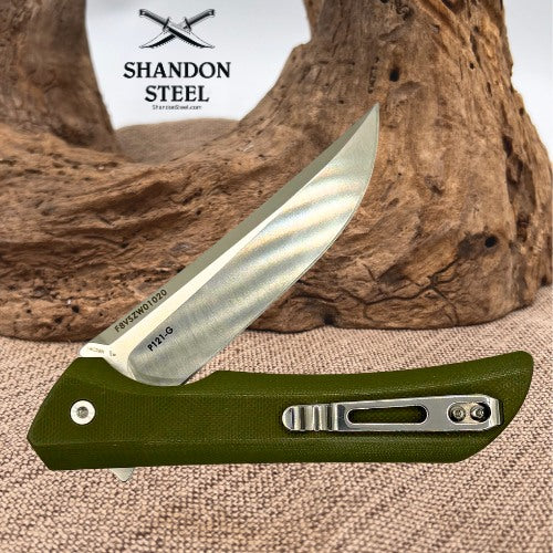 Ruike P121-G Folding Flipper Stainless Stl Drop Point EDC Pocket Knife Green G10