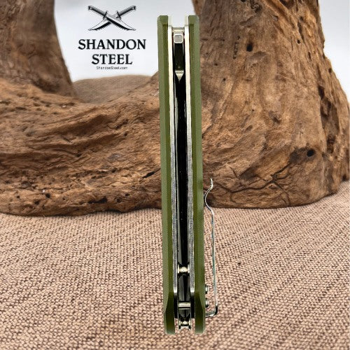 Ruike P121-G Folding Flipper Stainless Stl Drop Point EDC Pocket Knife Green G10