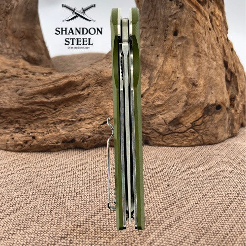 Ruike P121-G Folding Flipper Stainless Stl Drop Point EDC Pocket Knife Green G10