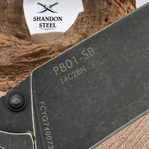 RUIKE P801 Frame Lock Knife Stainless Steel (3.5" Black Stonewash) P801-SB (40)