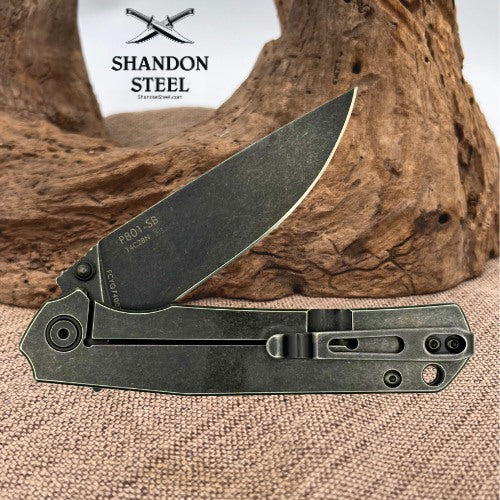 RUIKE P801 Frame Lock Knife Stainless Steel (3.5" Black Stonewash) P801-SB (40)