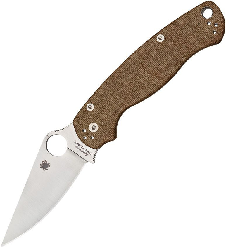 Spyderco PARA MILITARY 2 BROWN CANVAS MICARTA CPM CRUWEAR PLAINEDGE C81MPCW2