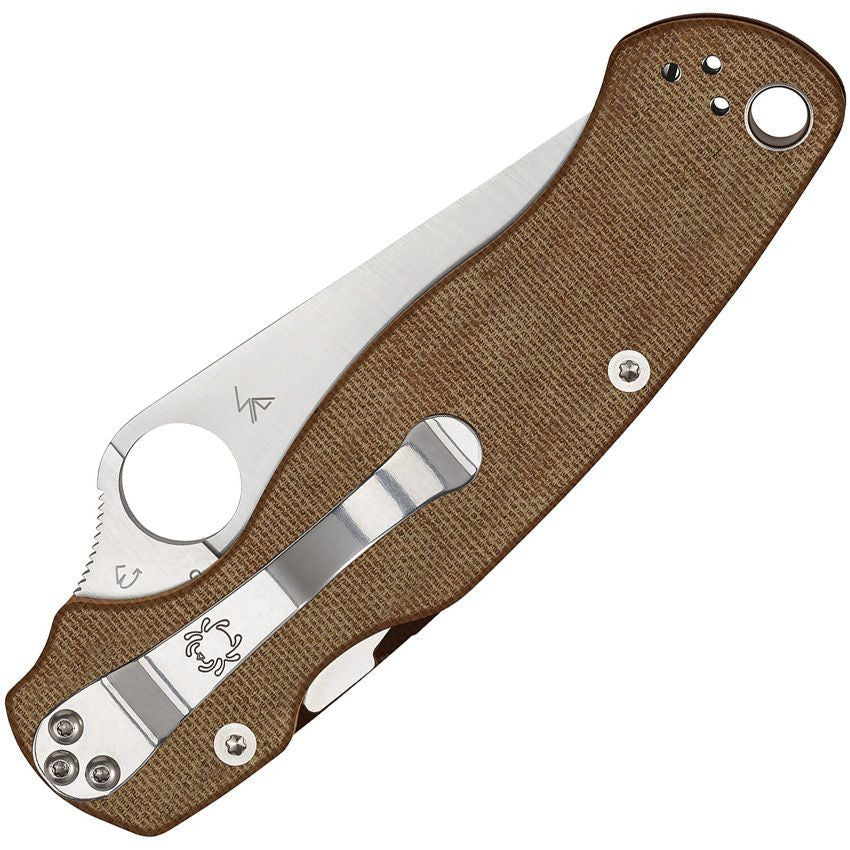 Spyderco PARA MILITARY 2 BROWN CANVAS MICARTA CPM CRUWEAR PLAINEDGE C81MPCW2