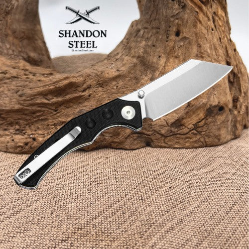 SENCUT Clout Thumb Stud Knife Black G10 Handle (2.99" Satin Finished D2 Blade) S26031-1