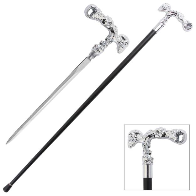 "Skull Design" Walking Cane 37" Overall 5341