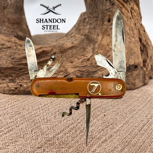 Vintage SMF Solingen Germany Multi-Tool Pocket Knife – Brown Handle – Pre-Owned (68)