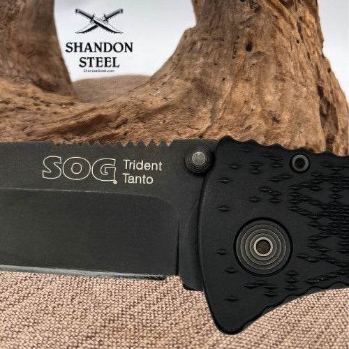 SOG Trident Tini Coat Tanto Assisted Open Pocket Knife Arc Lock Aus-8 TF-6 (169)
