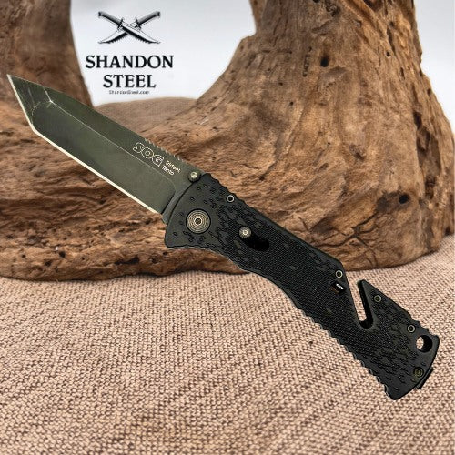 SOG Trident Tini Coat Tanto Assisted Open Pocket Knife Arc Lock Aus-8 TF-6 (169)