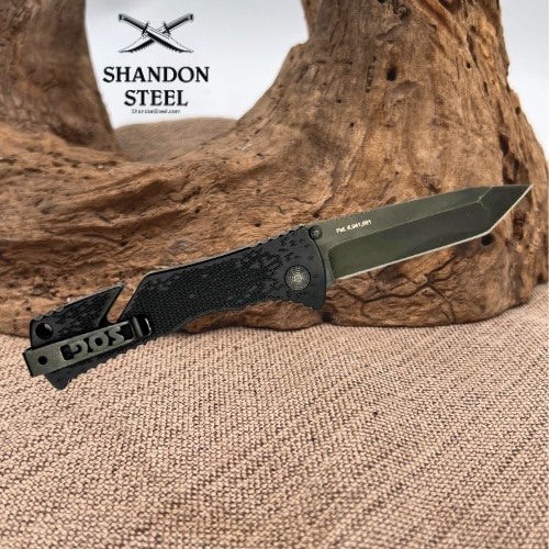 SOG Trident Tini Coat Tanto Assisted Open Pocket Knife Arc Lock Aus-8 TF-6 (169)