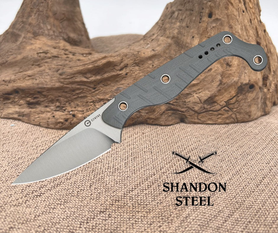 Civivi SOKN Fixed Knife 2.88" Full Tang Nitro V Steel Blade Gray G10 Handle