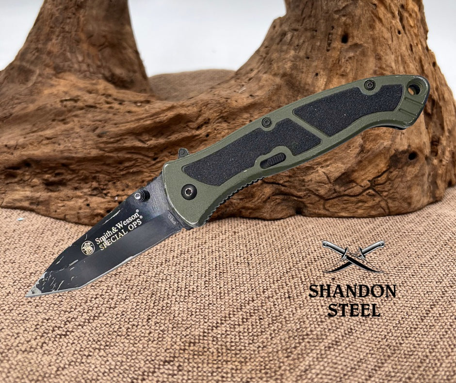 Smith & Wesson Folding Tanto Pocket Knife Green Special Ops Linerlock SPECL (54)