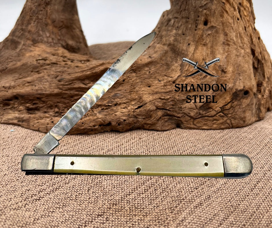 Sabre Japan Vintage Melon Tester 4-1/8" Closed White Scales Pocket Knife (14)