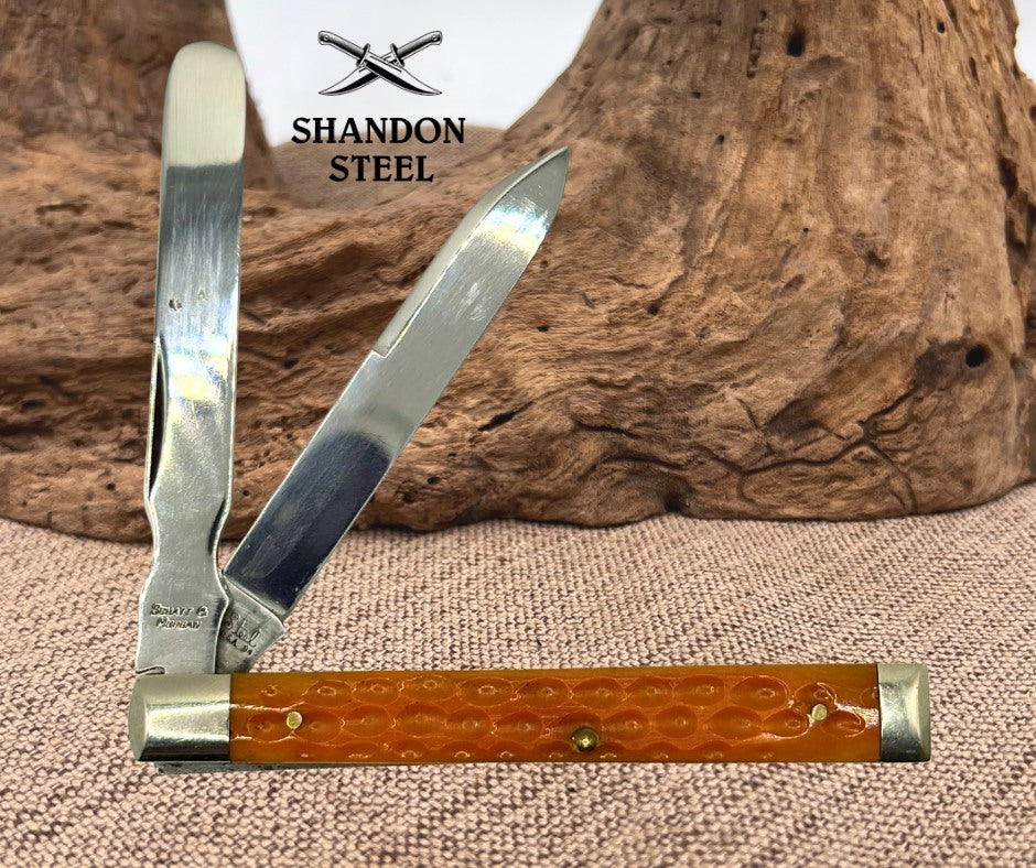 Schatt & Morgan Queen Cut Co #042296 Doctors Knife 1994 Red Bone Scales USA (11)