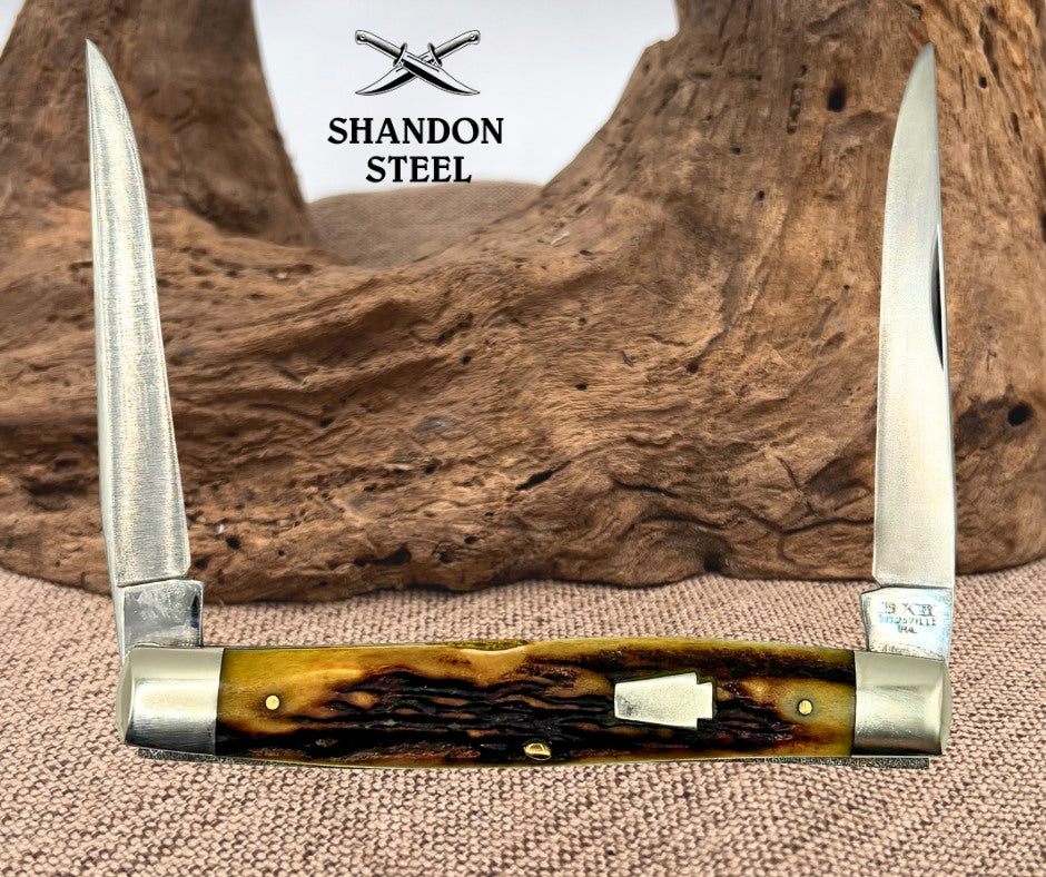 Schatt And Morgan Muskrat Stag 2 Blade Folding Pocket Knife Titusville, PA (177)