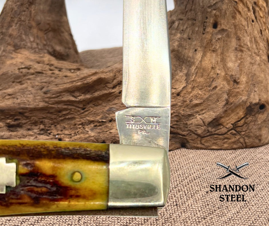 Schatt And Morgan Muskrat Stag 2 Blade Folding Pocket Knife Titusville, PA (177)