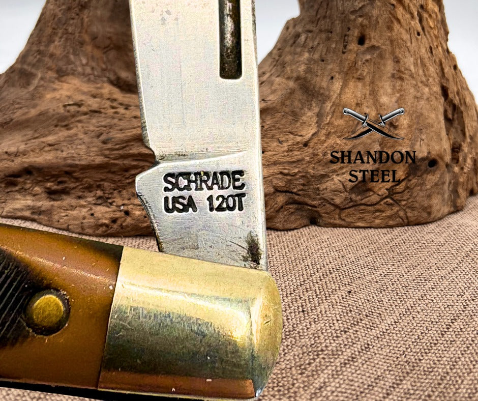 Schrade Old Timer Knife Made in USA 12OT Pal Sawcut Delrin Handles Vintage(38)