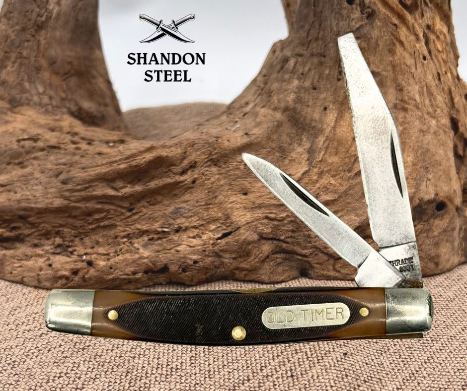 Schrade USA 83ot Old Timer Pocketknife, Two Blades, Derlin Handle, Vintage (103)