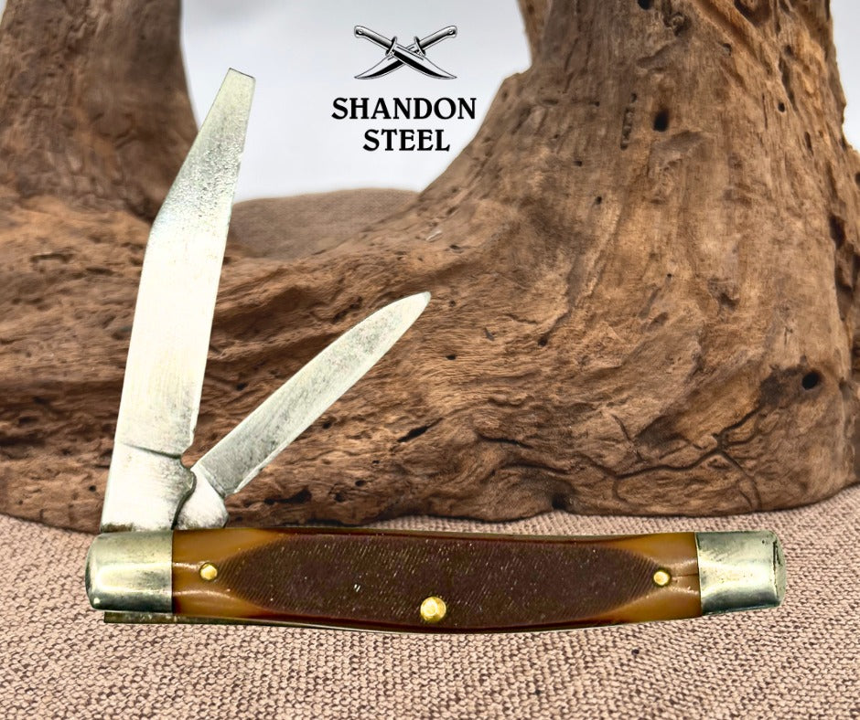 Schrade USA 83ot Old Timer Pocketknife, Two Blades, Derlin Handle, Vintage (103)