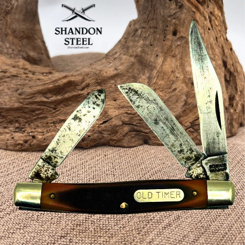 Schrade Old Timer 340T USA Manual Slipjoint 3-Blade SS Pen Pocketknife (216)