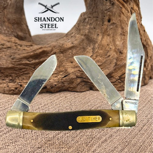 SCHRADE Old Timer Senior Stockman 8OTB Brown 3Blade Folding Pocket KNIFE EDC 193