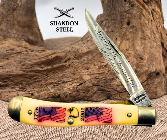 Schrade USA America the Beautiful 2001 Edition Trapperlock Pocket Knife (111)