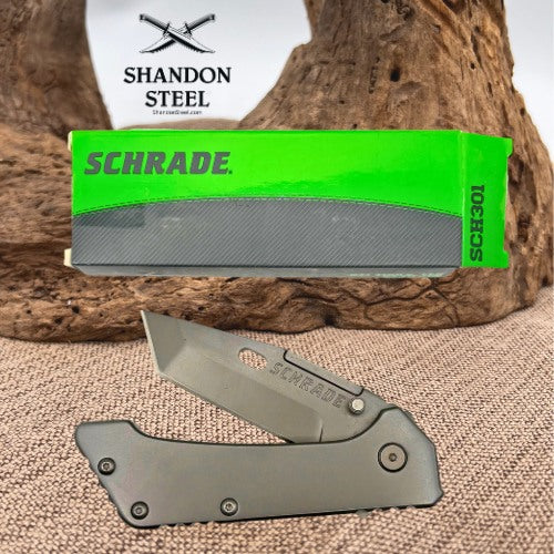 Schrade Frame Lock Titanium Coated Tanto Blade w/ Ambidextrious Thumbstud SCH301