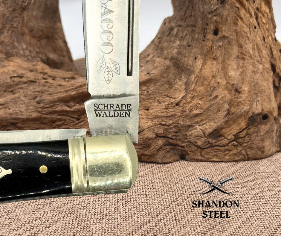 Schrade Walden Cigar Box Classics 2 Blade Tobacco Pocket Knife Black Bone (4)