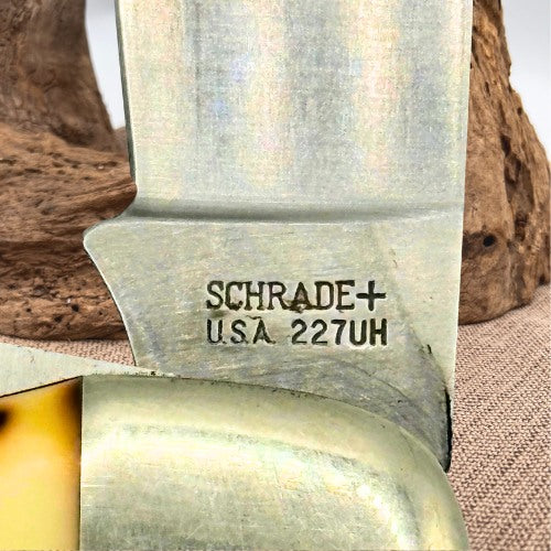 Vintage Schrade Uncle Henry 227UH Folding Bowie USA 2 Blade Pocket Knife (210)