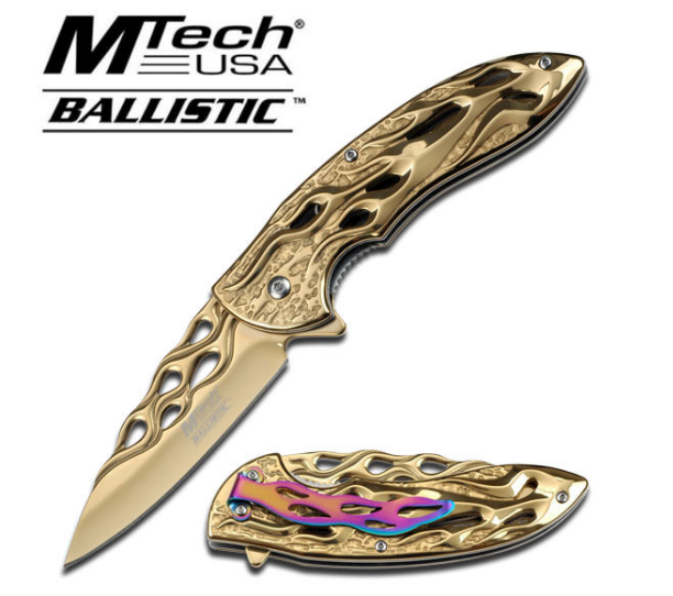 MTECH Gold Ballistic Titanium Folding Knife MT-A822GD