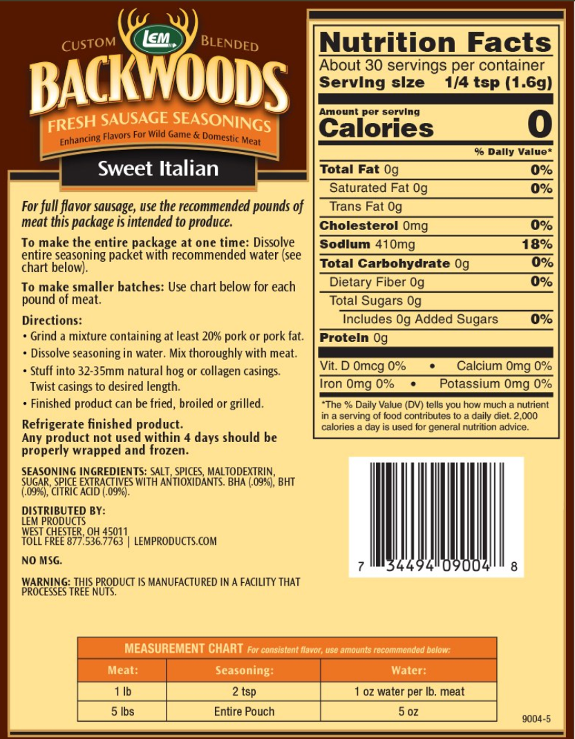 BACKWOODS SWEET ITALIAN FRESH SAUSAGE SEASONING