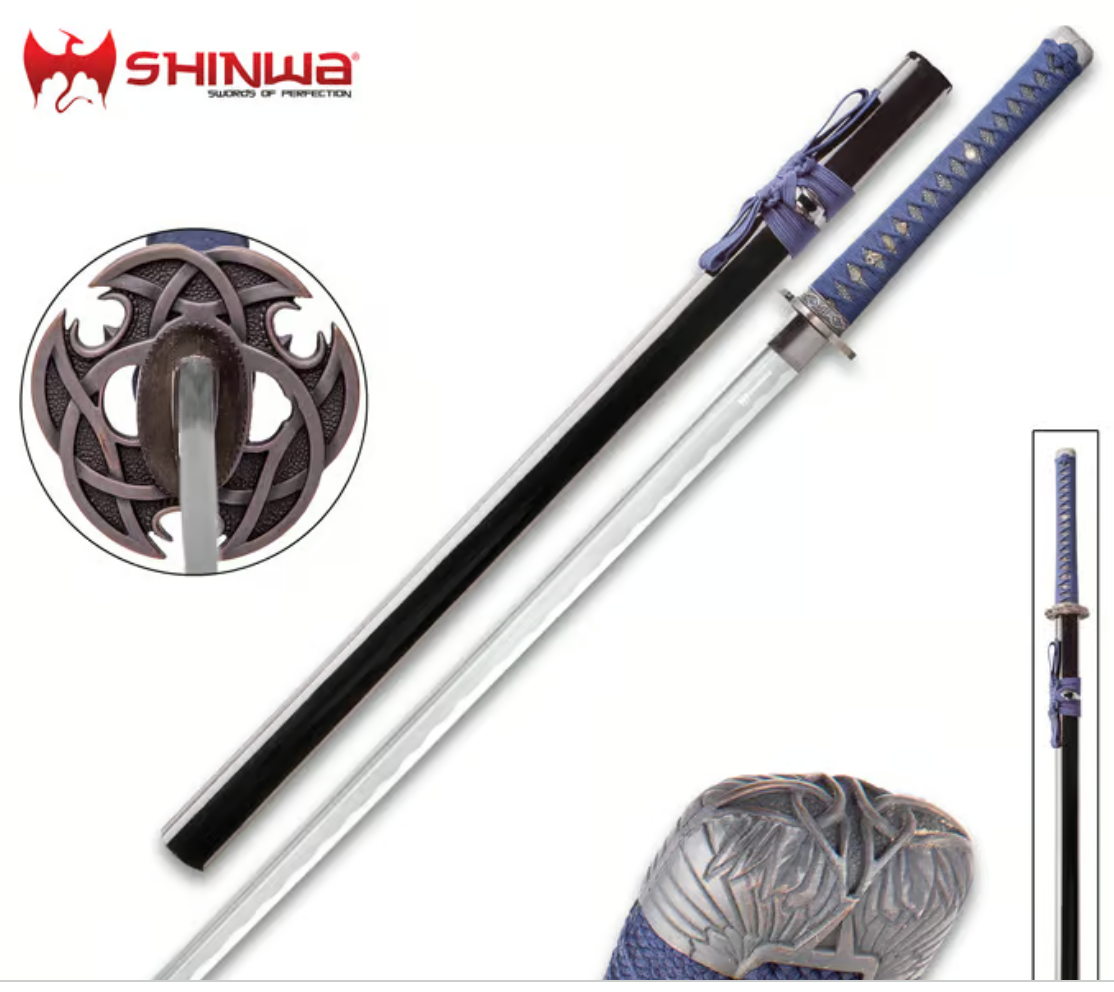 Shinwa Blue Knight Katana Damascus 747NDZ