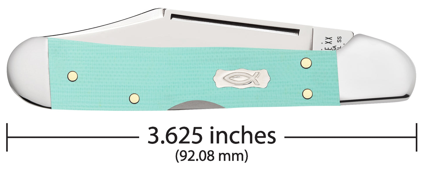 Case XX Smooth Seafoam Green G-10 Mini CopperLock® 18109