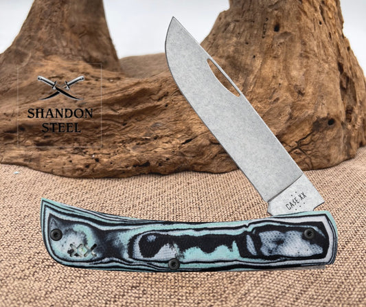 Case XX Crossroads Seafoam Green Burl G10 Smooth XR Sod Buster JR 66384