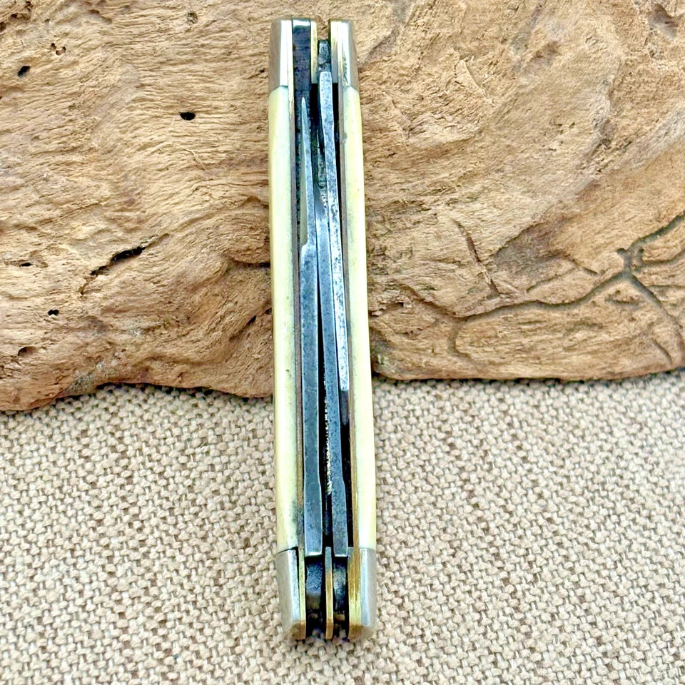 Sears Stockman USA 95303 Vintage Pocket Knife 3 Carbon Steel Blades Delrin (113)