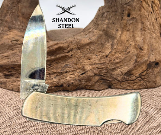 Executive Stainless Steel Drop Point Pocket Knife Plain Edge Lockback (189)