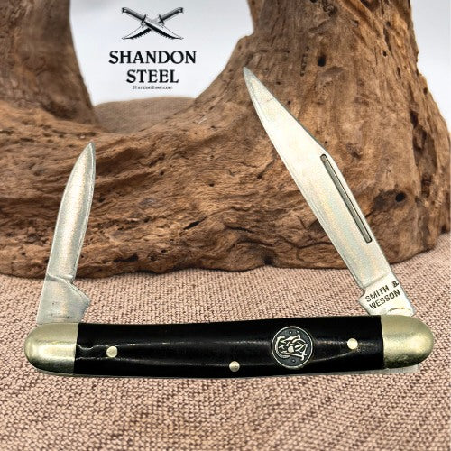 Smith & Wesson Bullseye Buffalo Horn 2 Blade Folding Pen Knife CH505BH (29)