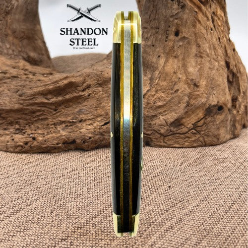 Smith & Wesson Bullseye Buffalo Horn 2 Blade Folding Pen Knife CH505BH (29)