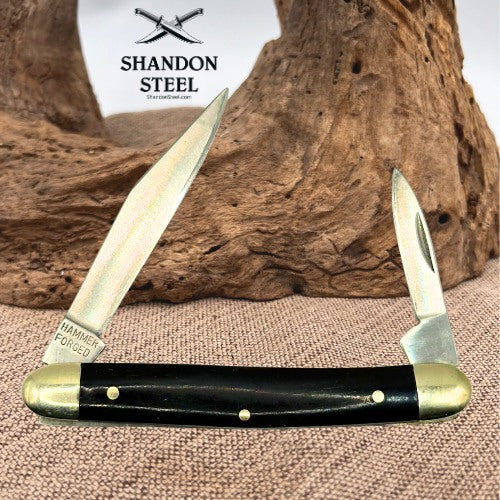 Smith & Wesson Bullseye Buffalo Horn 2 Blade Folding Pen Knife CH505BH (29)