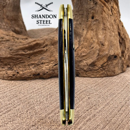 Smith & Wesson Bullseye Buffalo Horn 2 Blade Folding Pen Knife CH505BH (29)