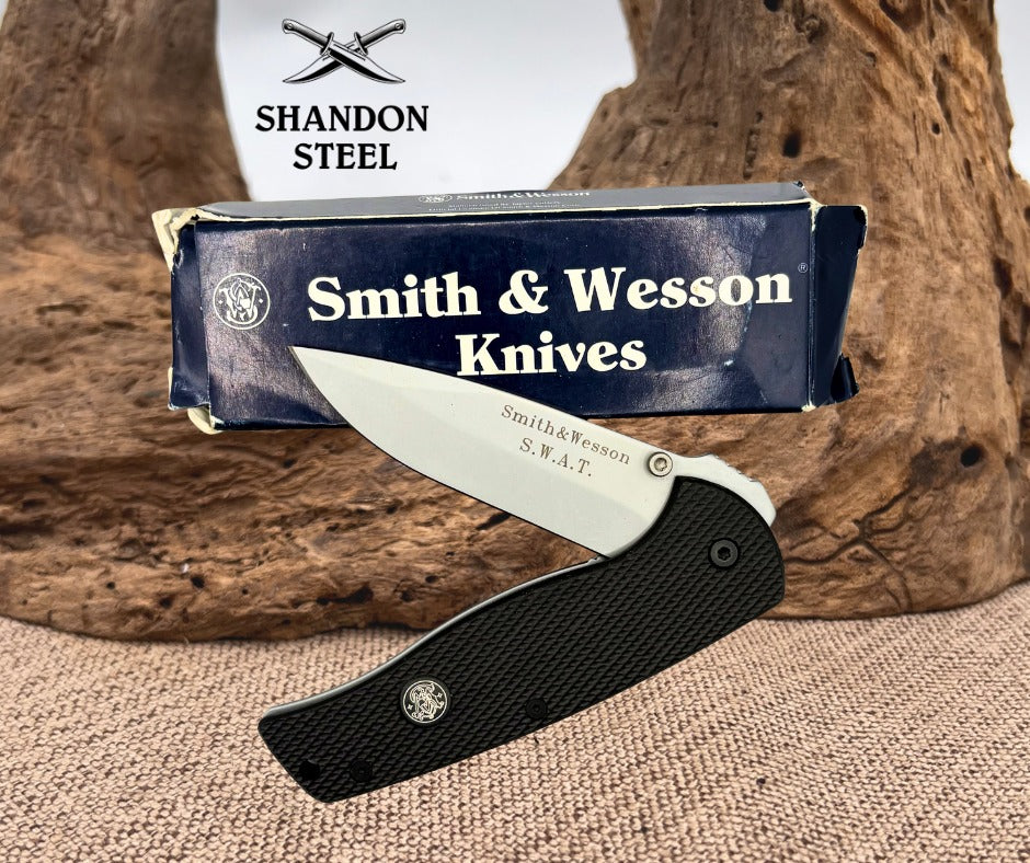 Smith & Wesson SWAT Manual Folding Drop Point Pocket Knife SW-2000G10S w/Box NOS