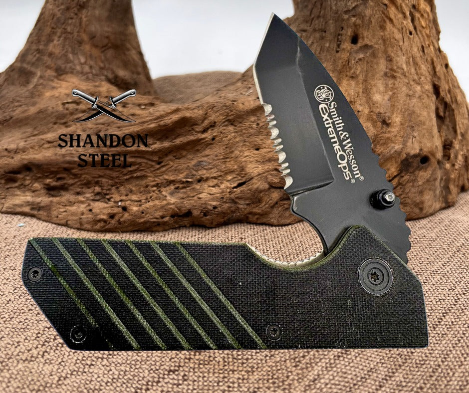 Smith and Wesson CKG107S Tanto Point Partially Serrated Knife G10 Handle (121)
