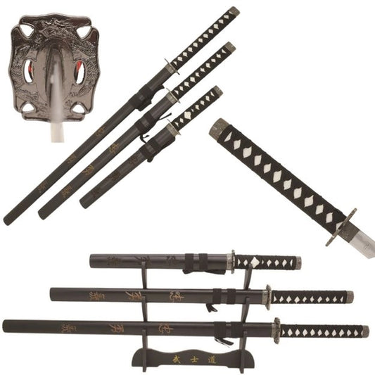 Snake Eye Tactical - 3 Piece Sword Set with Stand - SE-58LBK4