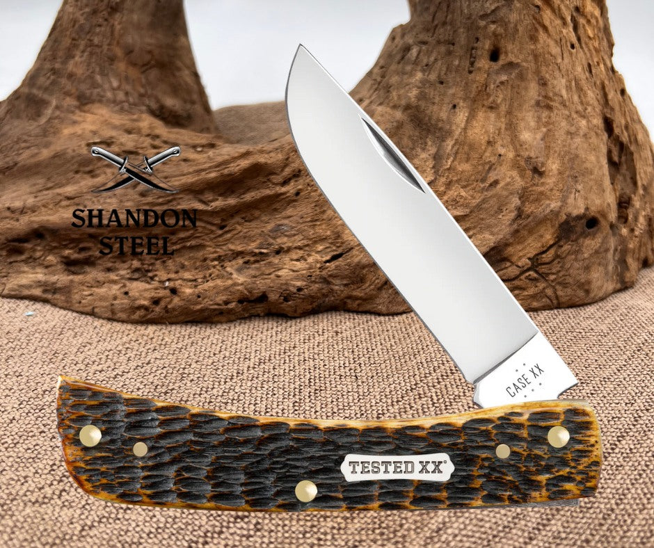 Case xx Knives Rogers Jigged Burnt Amber Bone CS Sod Buster® Jr 51394